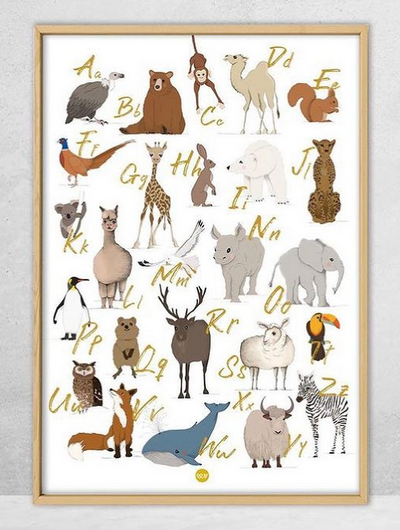 Dieren letter poster B2 50x70 cm