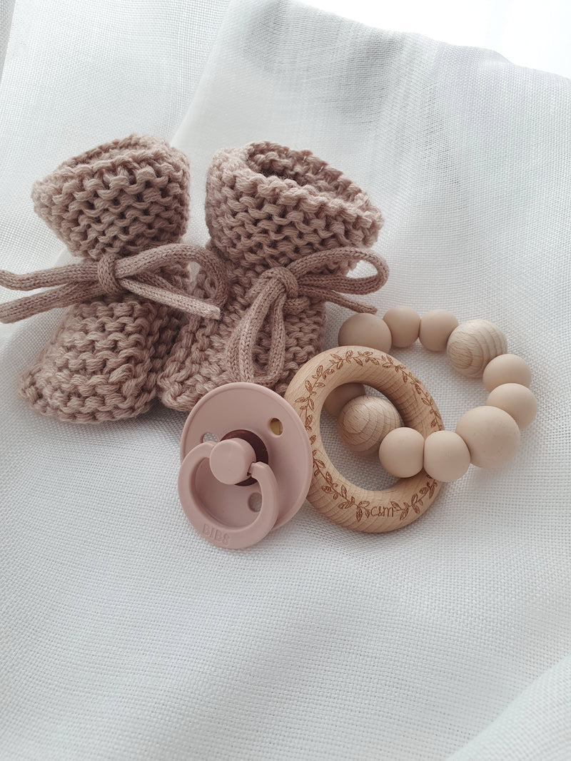 Knitted Baby Booties | Pale Pink