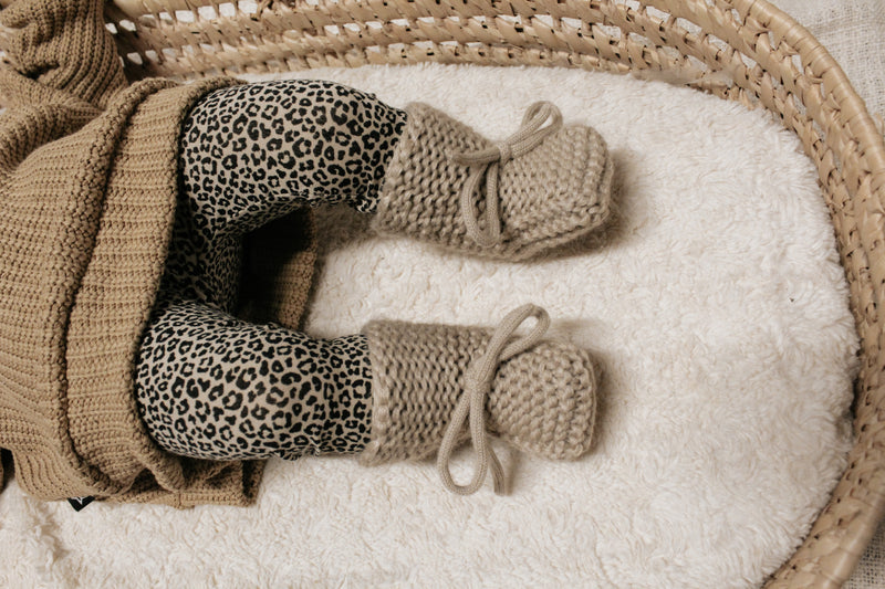 Knitted Baby Booties | Taupe