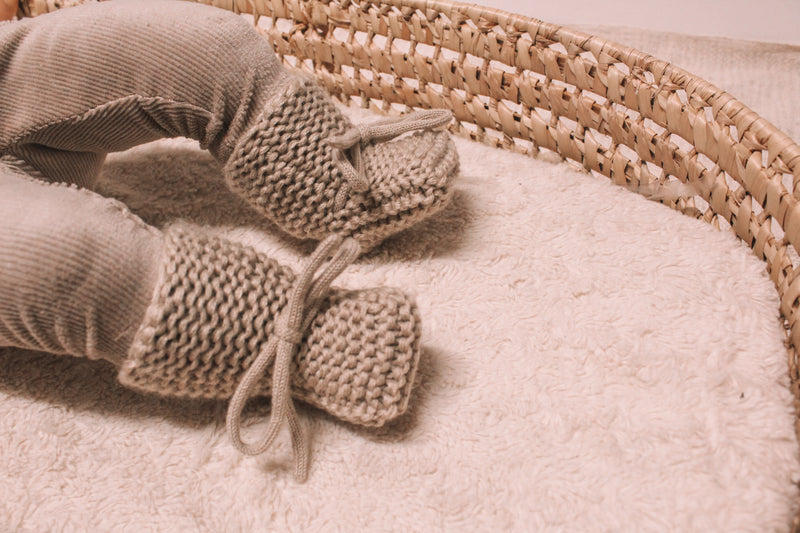 Knitted Baby Booties | Taupe